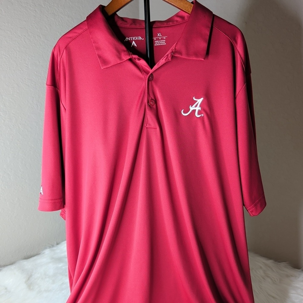 Antigua Alabama Crimson Tide Polo Mens XL Crimson Red Embroidered Logo NCAA Golf